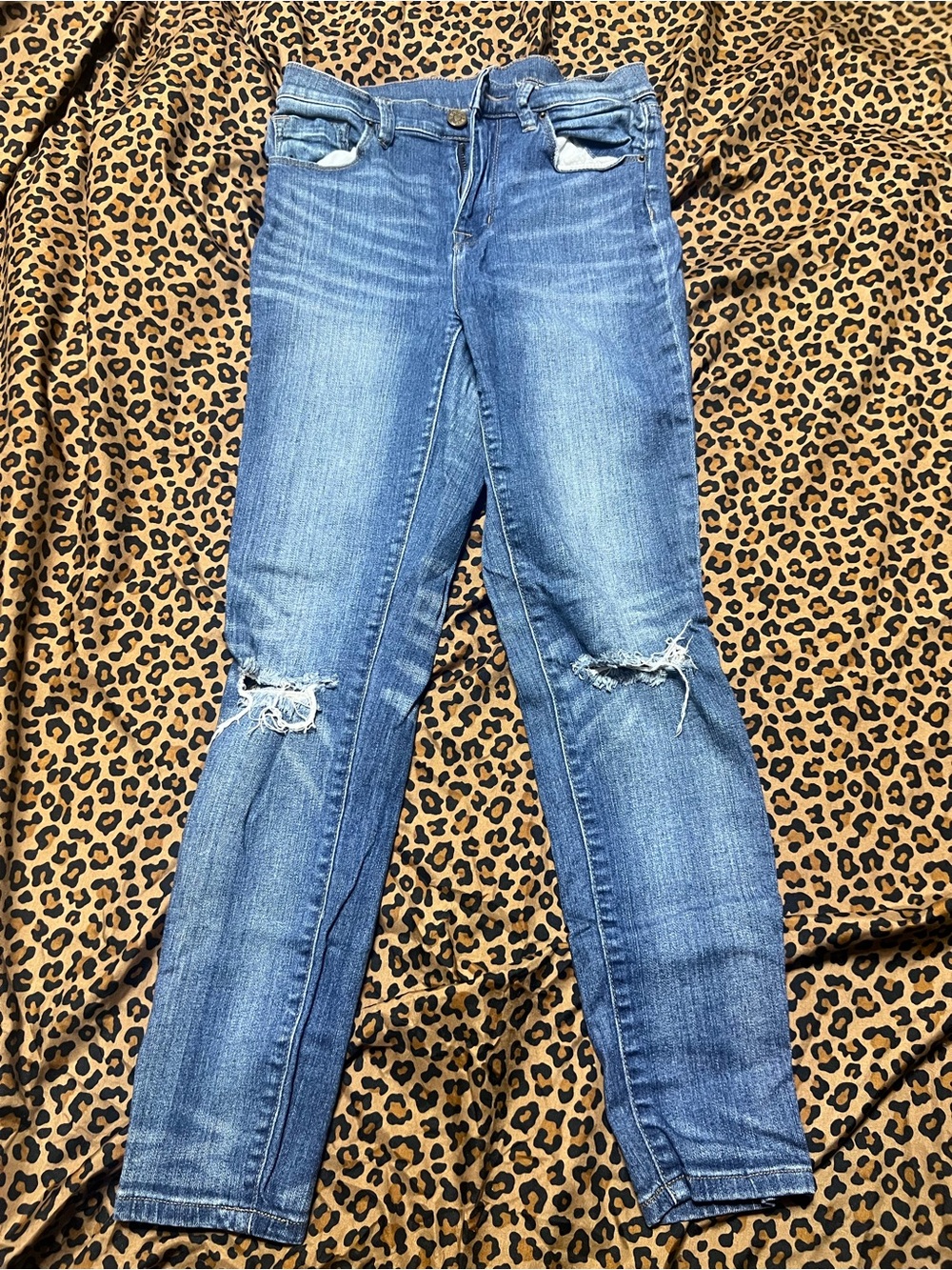 BDG Women's Skinny Ripped Mid-Blue Jeans
